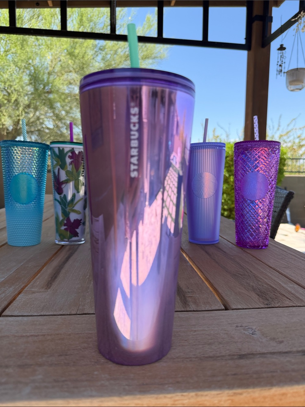 Starbucks Iridescent Lavender Tumbler with Mint Straw
